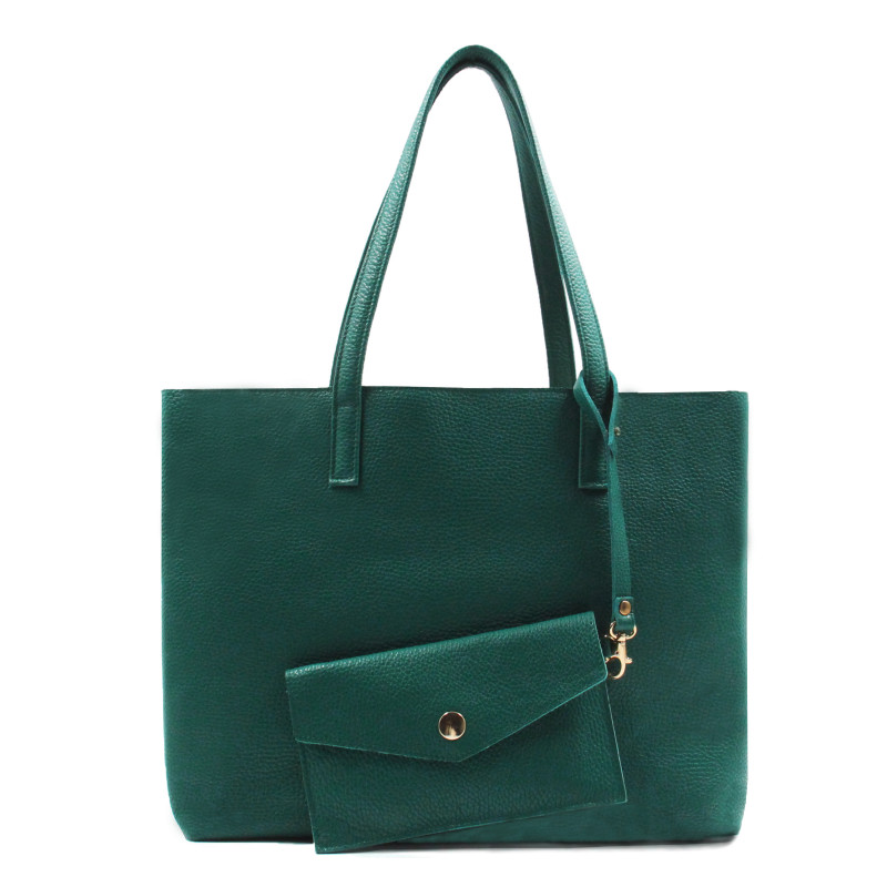 vue arriere sac cabas cuir souple graine vert jules & jenn