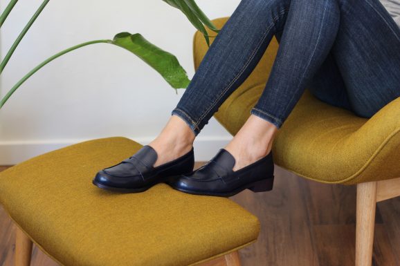 mocassins femme cuir bleu jules & jenn