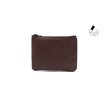 pochette cuir graine upcycle marron petit modele jules & jenn