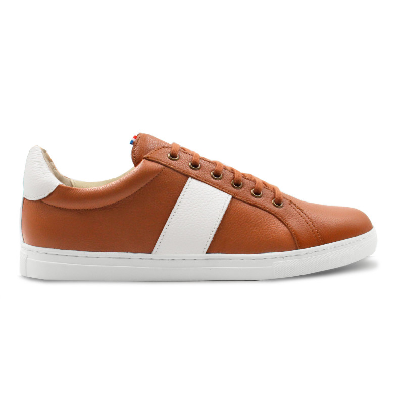 vue exterieur basket MIF cuir graine cognac blanc jules & jenn