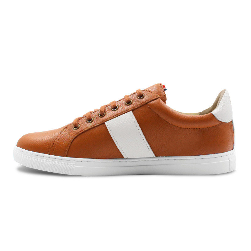 vue interieur basket MIF cuir graine cognac blanc jules & jenn