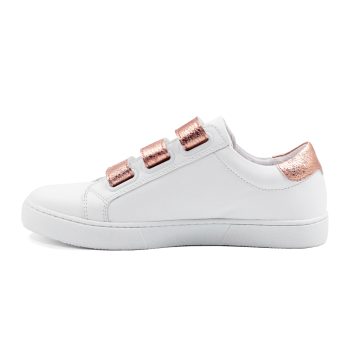 vue interieur baskets scratch cuir blanc & metallise rose jules & jenn