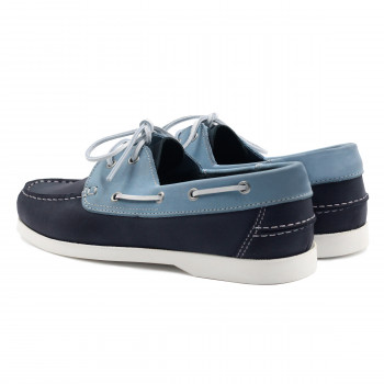 vue arriere chaussures bateau cuir bleu bleu clair jules & jenn