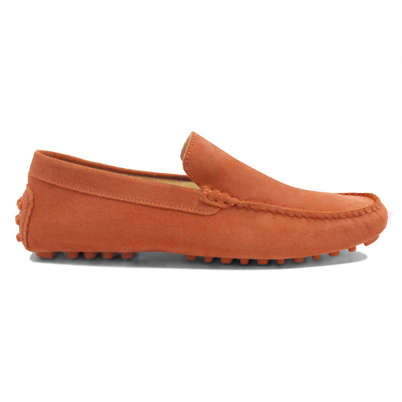 vue exterieur mocassins cuir daim orange jules & jenn