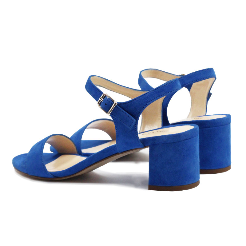 vue arriere sandales moyen talon cuir daim bleu royal jules & jenn