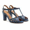 sandales talon brides cuir bleu denim jules & jenn