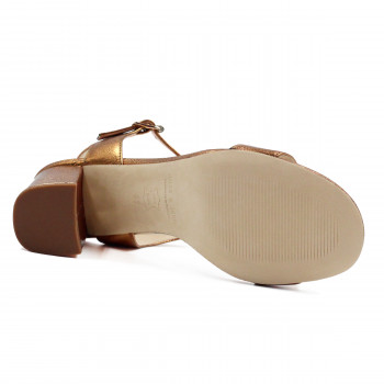 vue dessous sandales a talon cuir metallise bronze jules & jenn