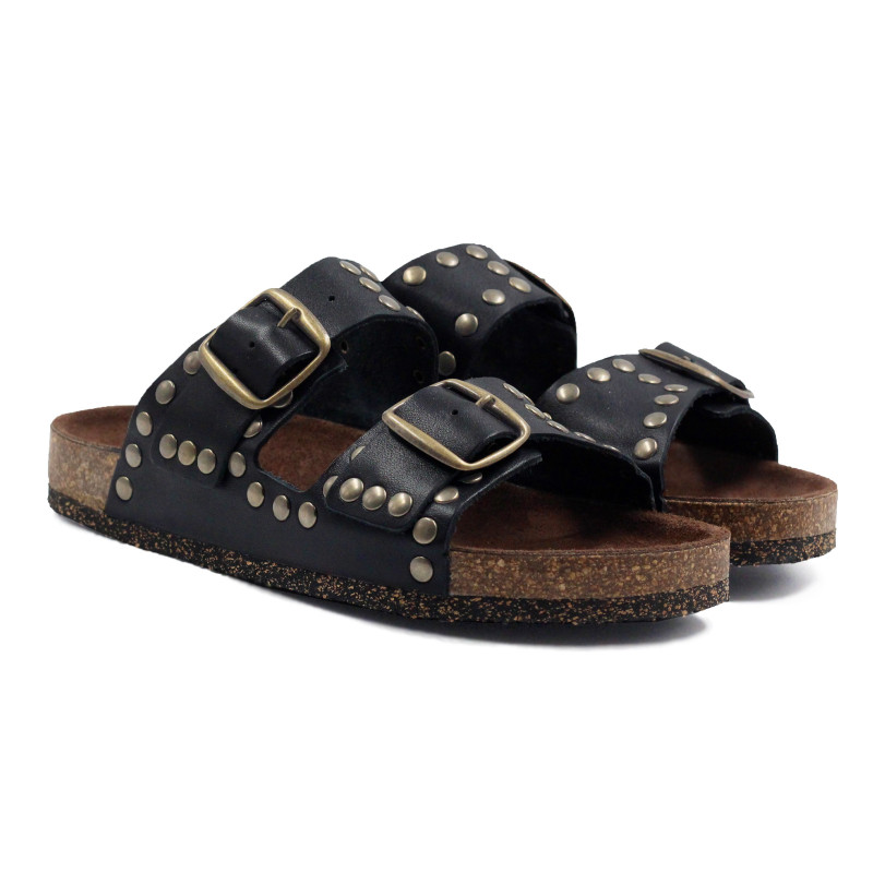 mules liege cloutees cuir noir jules & jenn