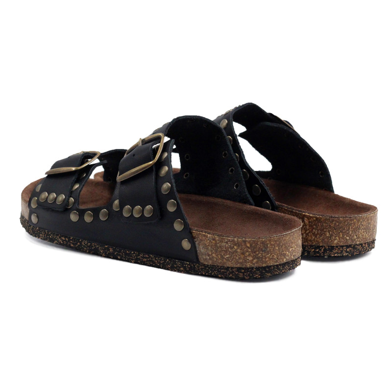 vue arriere mules liege cloutees cuir noir jules & jenn