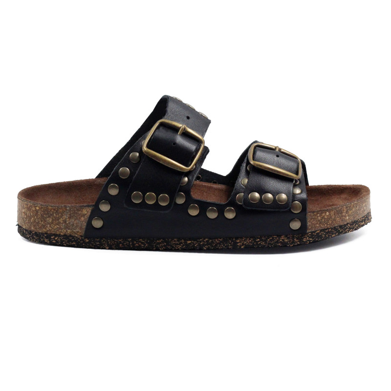 vue exterieur mules liege cloutees cuir noir jules & jenn