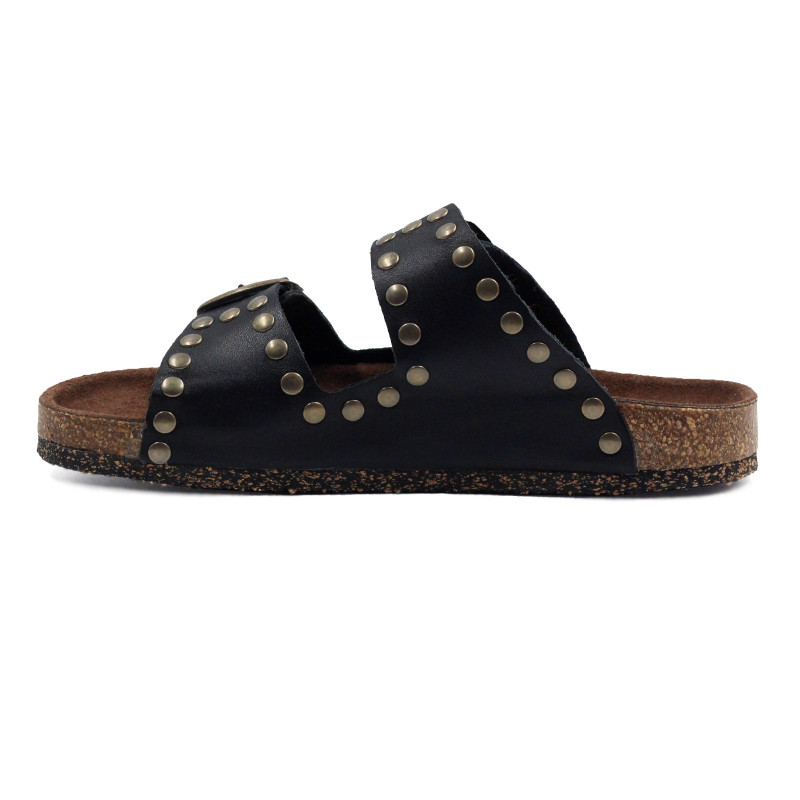 vue interieur mules liege cloutees cuir noir jules & jenn