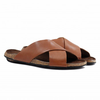 mules liege croisees cuir cognac jules & jenn