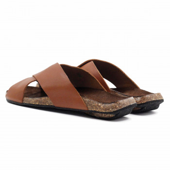 vue arriere mules liege croisees cuir cognac jules & jenn