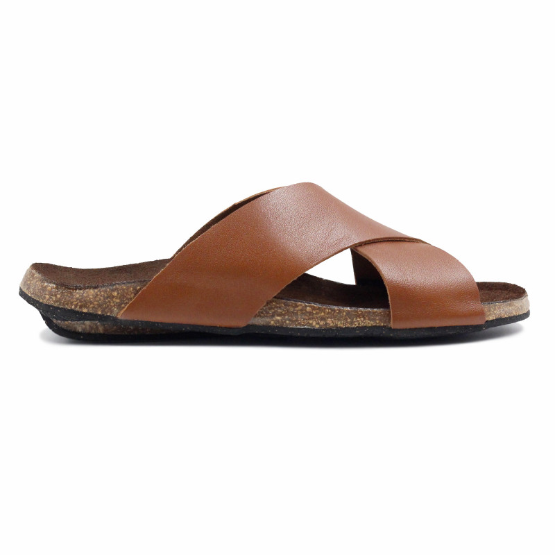 vue exterieur mules liege croisees cuir cognac jules & jenn