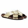 mules liege croisees cuir metallise dore jules & jenn