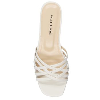 vue dessus mules plates multibrides cuir blanc jules & jenn