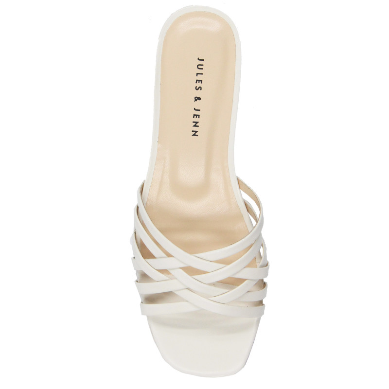 vue dessus mules plates multibrides cuir blanc jules & jenn