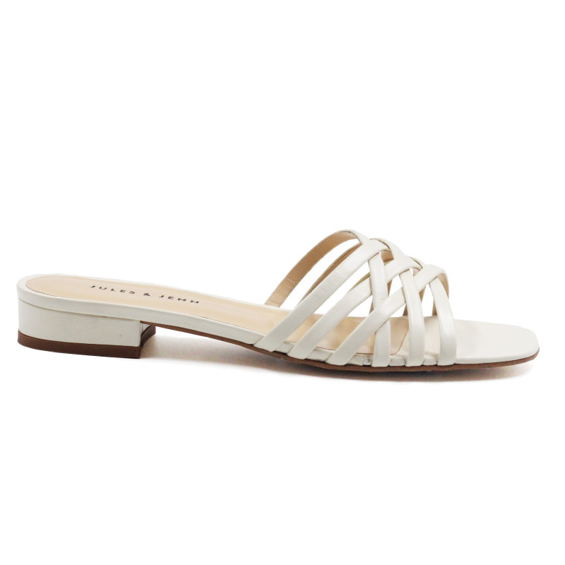 vue exterieur mules plates multibrides cuir blanc jules & jenn