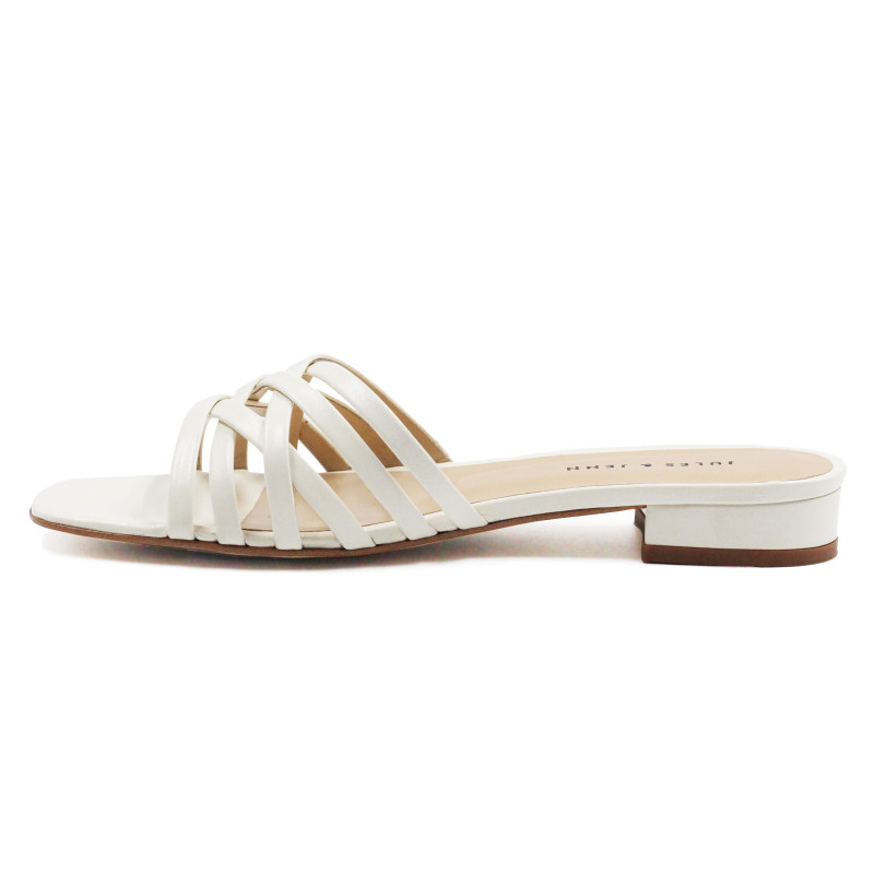 vue interieur mules plates multibrides cuir blanc jules & jenn