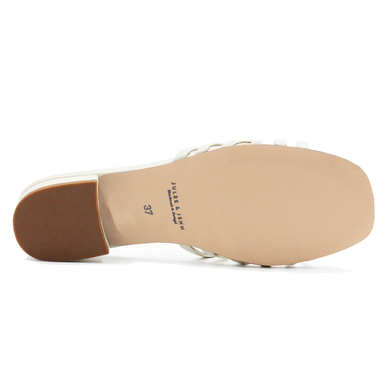 vue dessous mules plates multibrides cuir blanc jules & jenn