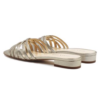vue arriere mules plates multibrides cuir metallise dore jules & jenn