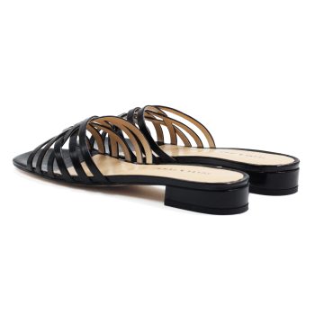 vue arriere mules plates multibrides cuir noir jules & jenn