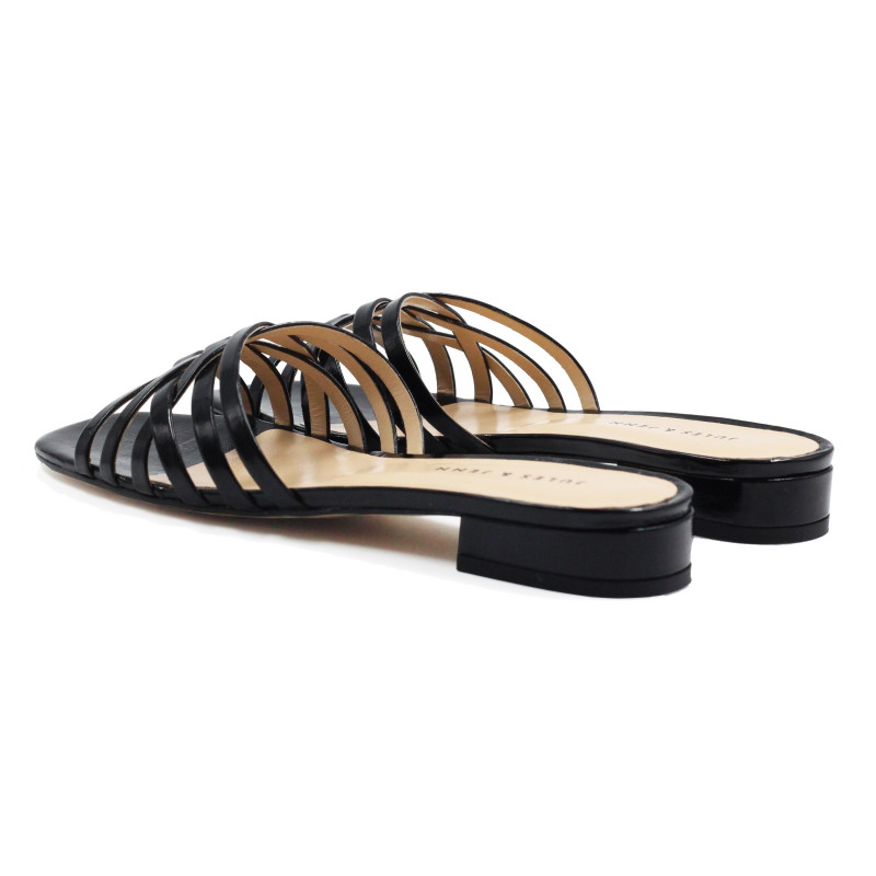 vue arriere mules plates multibrides cuir noir jules & jenn