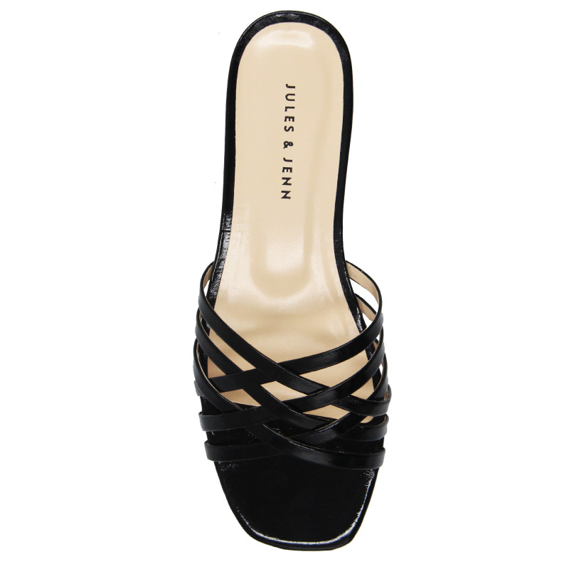 vue dessus mules plates multibrides cuir noir jules & jenn