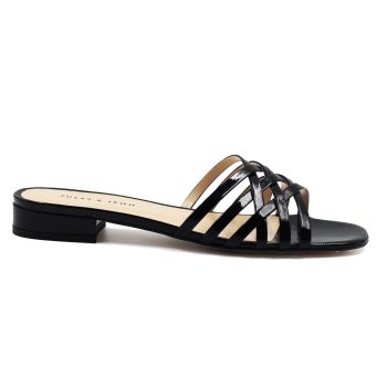 vue exterieur mules plates multibrides cuir noir jules & jenn