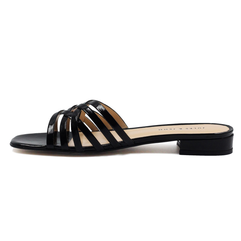 vue interieur mules plates multibrides cuir noir jules & jenn