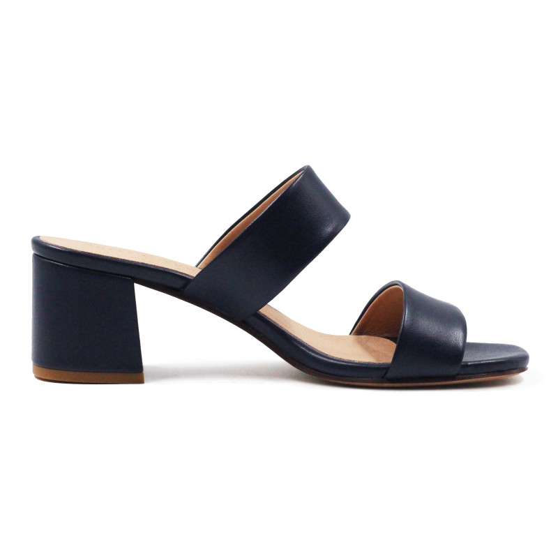 vue exterieur mules talon bandeau fibre de pomme bleue jules & jenn