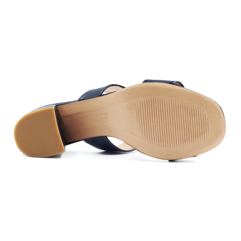 vue dessous mules talon bandeau fibre de pomme bleue jules & jenn