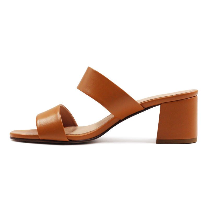 vue interieur mules talon bandeau fibre de pomme camel jules & jenn