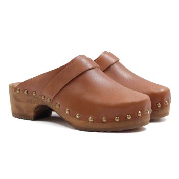 sabots bois cuir cognac jules jenn