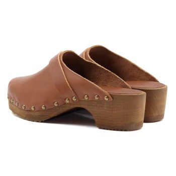vue arriere sabots bois cuir cognac jules jenn