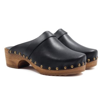 sabots bois cuir noir jules jenn