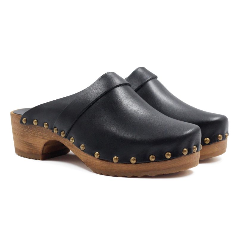 sabots bois cuir noir jules jenn