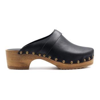 vue profil sabots bois cuir noir jules jenn