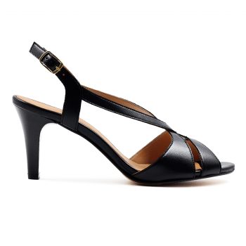 vue exterieur sandales talon vintage cuir noir jules & jenn