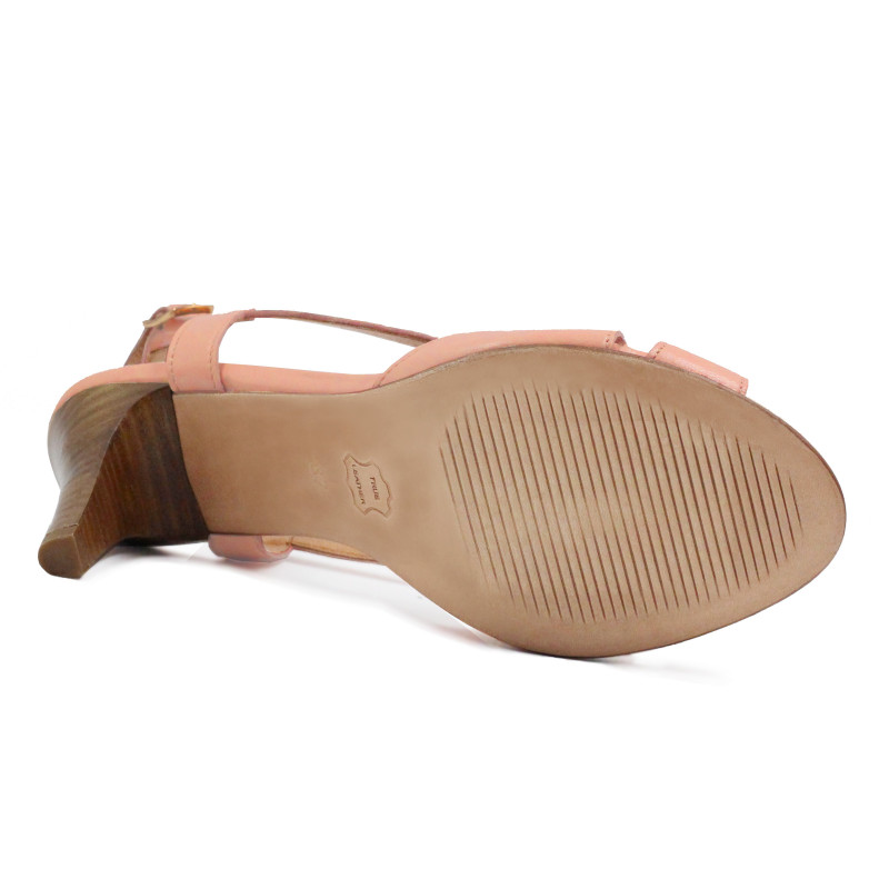 vue dessous sandales talon vintage cuir rose jules & jenn