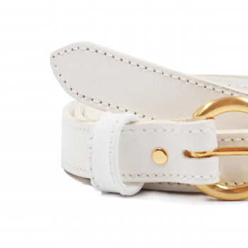 vue serree ceinture boucle d'or cuir blanc jules & jenn