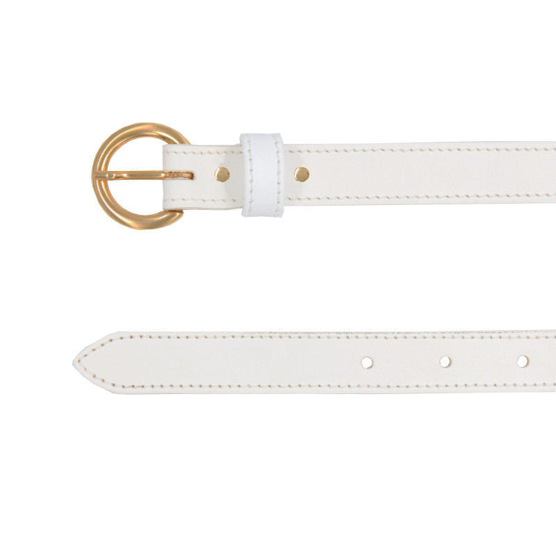 vue dessus ceinture boucle d'or cuir blanc jules & jenn