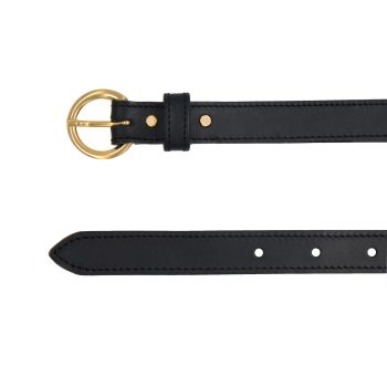 vue dessus ceinture boucle d'or cuir noir jules & jenn