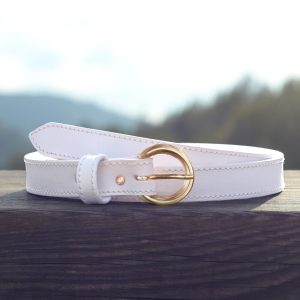 vue posee ceinture boucle d'or femme cuir blanc jules & jenn