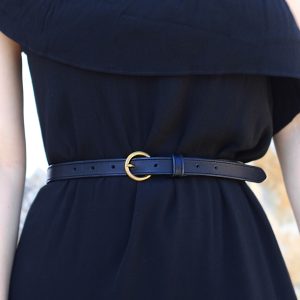 vue portee ceinture boucle d'or femme cuir bleu jules & jenn