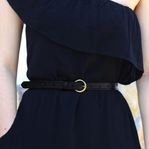 vue portee ceinture boucle d'or femme cuir noir jules & jenn