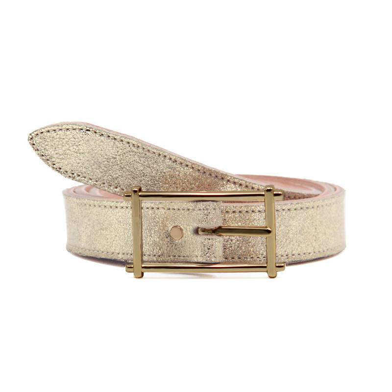 ceinture mademoiselle cuir metallise dore jules & jenn
