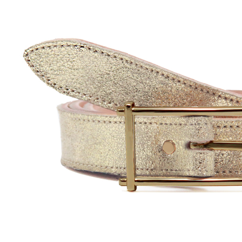 vue boucle ceinture mademoiselle cuir metallise dore jules & jenn