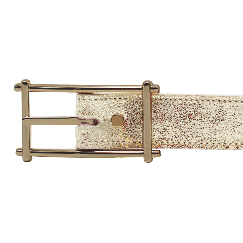 vue serree ceinture mademoiselle cuir metallise dore jules & jenn
