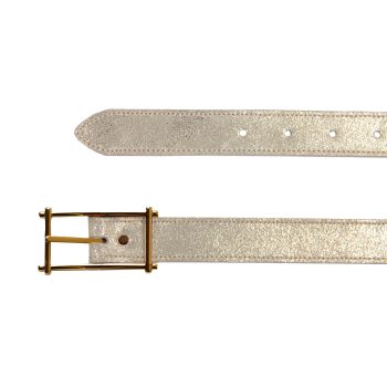 vue dessus ceinture mademoiselle cuir metallise dore jules & jenn